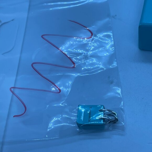 Tiffany & Co Silver Blue Enamel Shopping Bag Charm Pendant - Picture 10 of 10